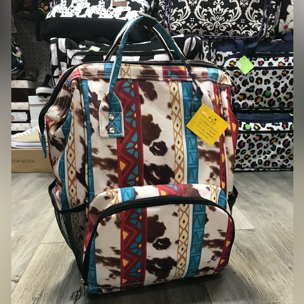 Western Cow Print Diaper Backpack